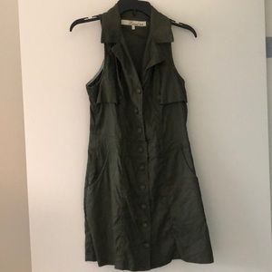 Army Green Button-Down Halter Dress Sz S